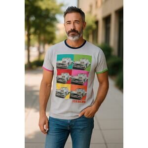 Iceberg Men's 58 Chevy Pop Art Ringer T-shirt Car Automotive Classics Medium